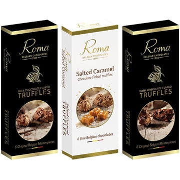 Chokoladetrøfler med flager af chokolade sortiment